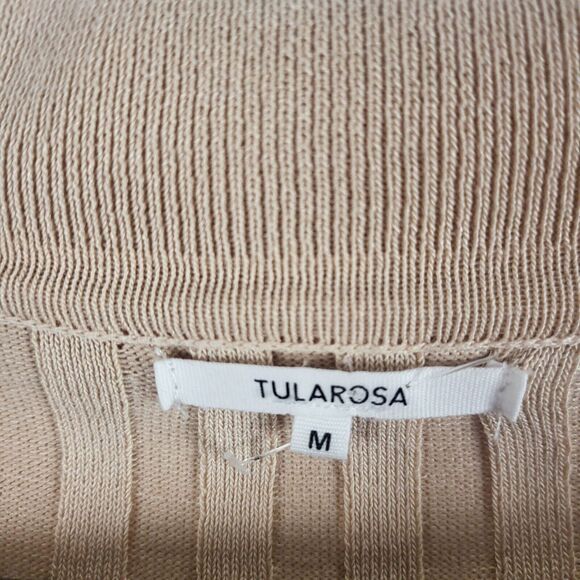 Tularosa Valen Mini Dress M Womens Beige Long Sleeve V Neck Ribbed Pull On NWT - Picture 9 of 16